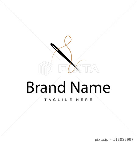 Tailor logo vector template needle and thread black silhouette design simple sewing tool product brand Tailor logo vector template needle and thread black silhouette design simple sewing tool product brand 118855997