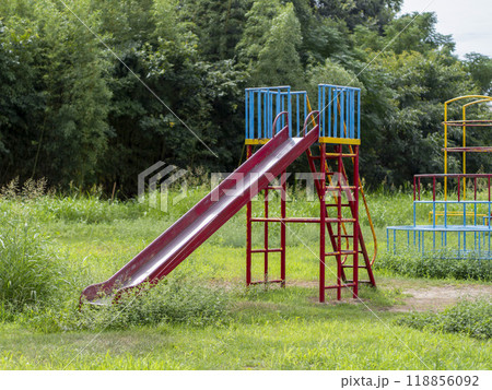 植物に覆われた公園の滑り台 植物に覆われた公園の滑り台 118856092