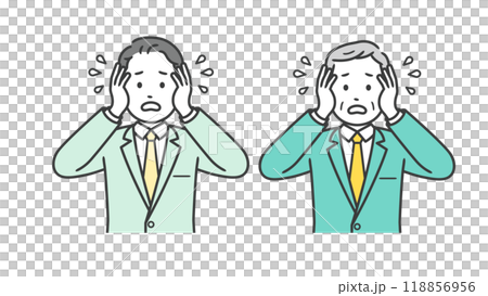 Upper body illustration of a troubled and impatient businessman Upper body illustration of a troubled and impatient businessman 118856956