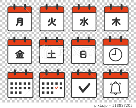 星期幾(漢字)日曆圖示集 星期幾(漢字)日曆圖示集 118857203