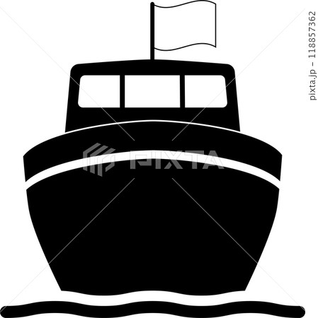 艇首から見た小型ボートのアイコン、透明背景 118857362