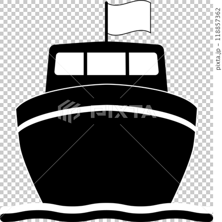 艇首から見た小型ボートのアイコン、透明背景 118857362