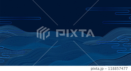 青 波 和柄 模様 背景 青 波 和柄 模様 背景 118857477