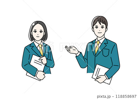 案内をする学生のイラスト　バナー 118858697