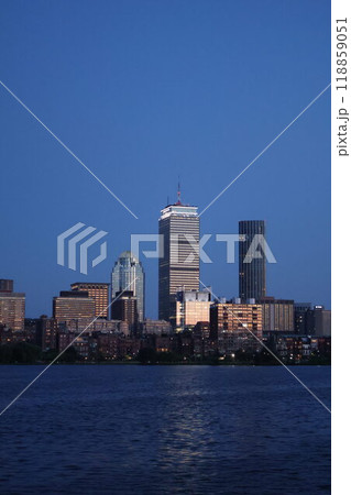 Boston landscape at night with view of the Prudential  118859051