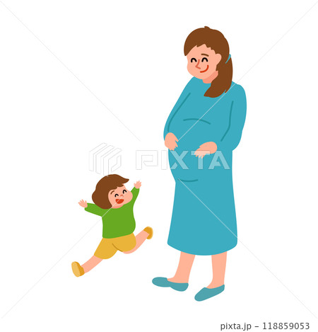 妊婦さんと男の子のイラスト 118859053