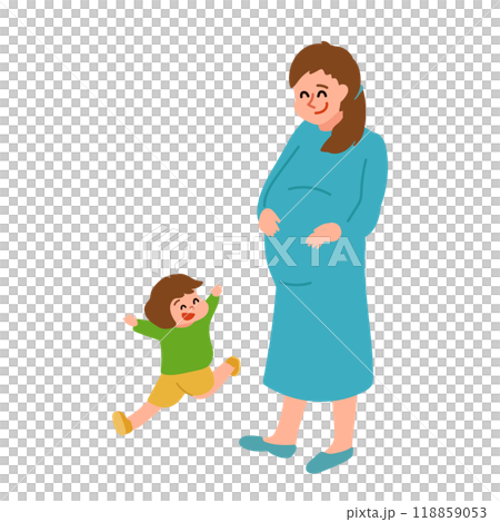 妊婦さんと男の子のイラスト 118859053