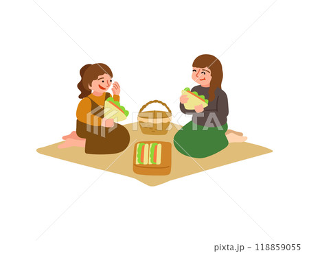 ピクニックをする2人の女性のイラスト 118859055