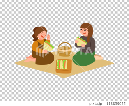 ピクニックをする2人の女性のイラスト 118859055