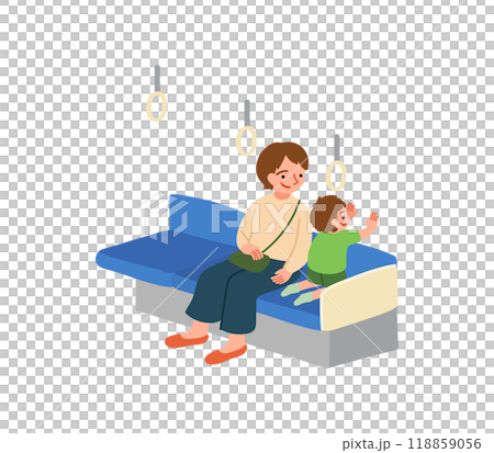 電車に乗っている親子のイラスト 118859056