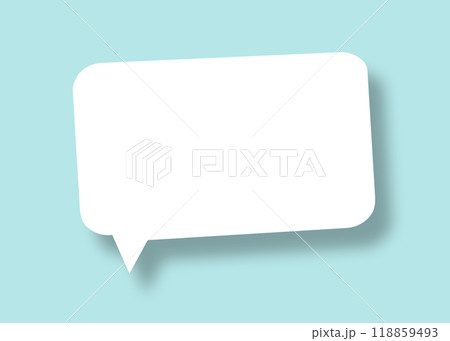 Empty speech balloon shape white paper isolated on light blue background communication bubbles. 118859493
