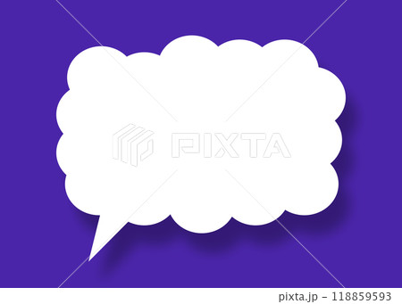Empty white cloud paper speech bubble shape against blue background. Empty white cloud paper speech bubble shape against blue background. 118859593