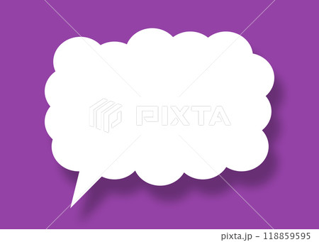 Empty white cloud paper speech bubble shape against purple background. 118859595