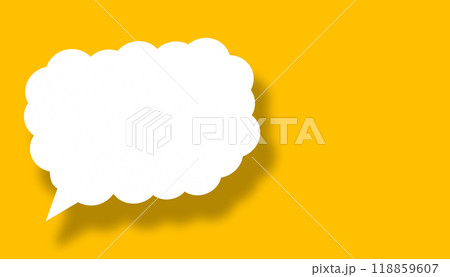 Empty white cloud paper speech bubble shape against yellow background. 118859607
