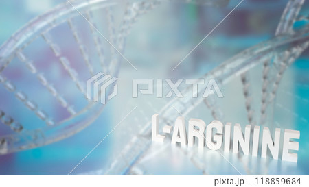 The l arginine text on DNA background  for medical and sci concept 3d rendering. 118859684