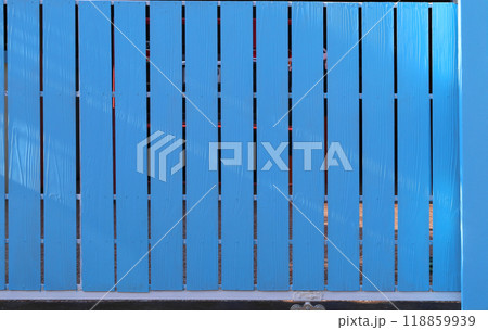 Blue fence door wooden texture background, Blue pallets wood of door background. Blue fence door wooden texture background, Blue pallets wood of door background. 118859939