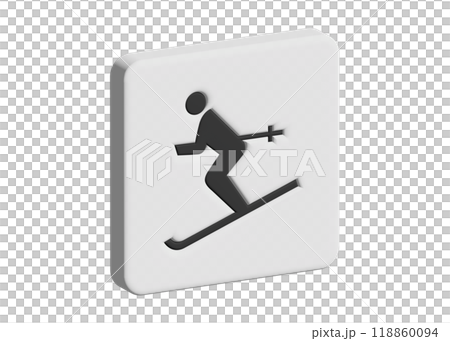 Ski resort pictogram, sign, guide symbol, signboard 3D illustration 118860094