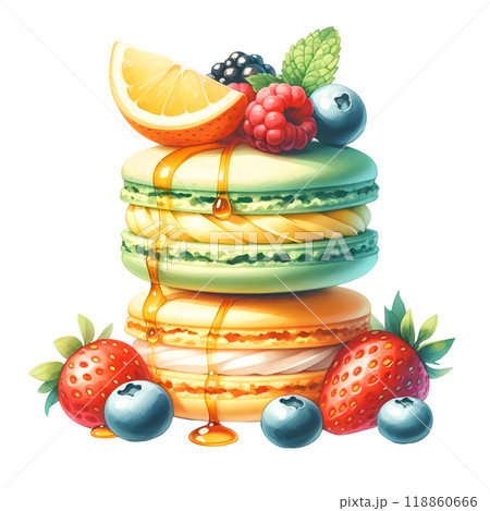 3d macaron with berries  118860666