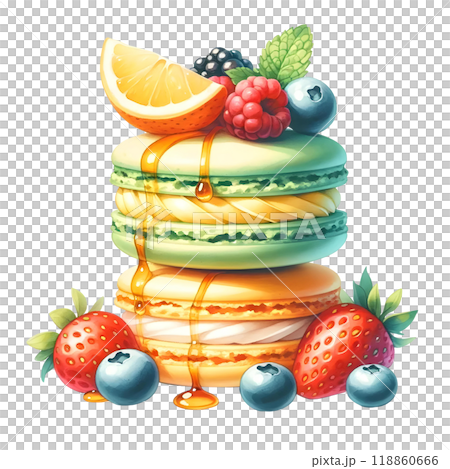 3d macaron with berries  118860666