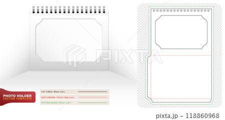 Die cut Photo holder spiral binding blank papers templates isolated for your designs, packaging branding, product compartment unique designs, minimalist conceptual holder, stationery packs, 3d mock-up Die cut Photo holder spiral binding blank papers templates isolated for your designs, packaging branding, product compartment unique designs, minimalist conceptual holder, stationery packs, 3d mock-up 118860968