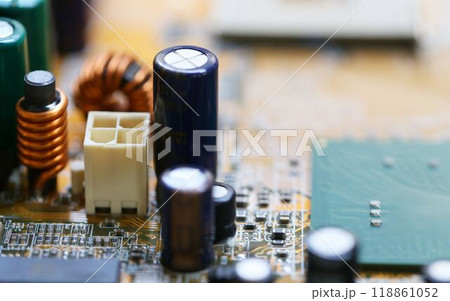 Condenser mainboard of computer background. Condenser mainboard of computer background. 118861052