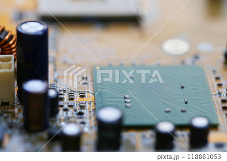 Condenser mainboard of computer background. Condenser mainboard of computer background. 118861053