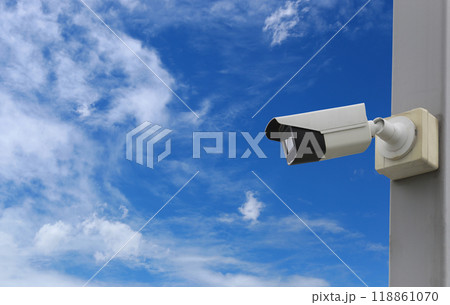 CCTV tool on blue sky background. CCTV tool on blue sky background. 118861070