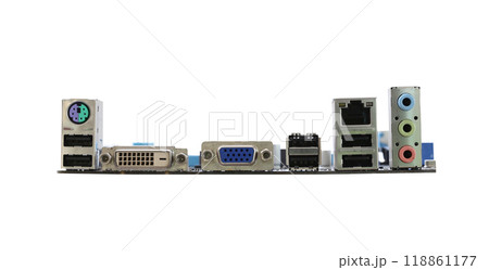 Computer connection ports isolated on white background. 118861177