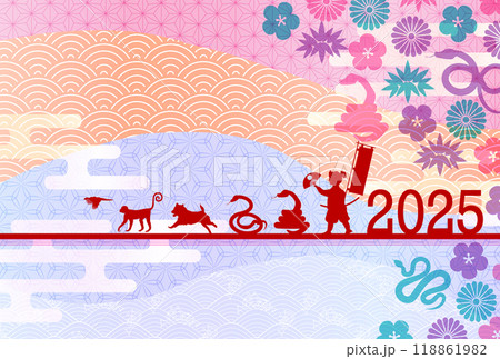 巳 年賀状 干支 背景 巳 年賀状 干支 背景 118861982
