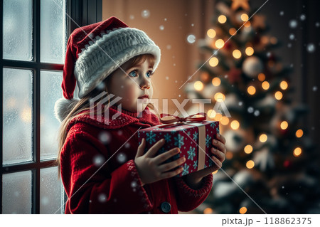 クリスマスプレゼントを持つ女の子 118862375