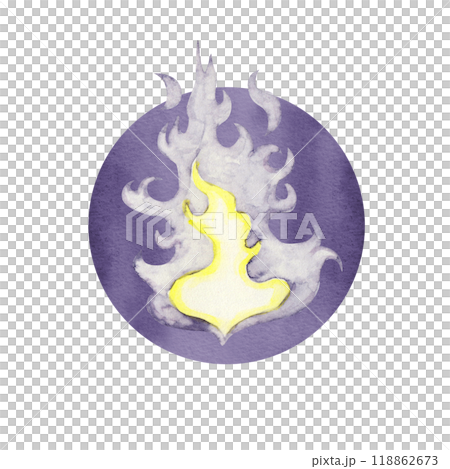 九紫火星九星 Kisho 星座運勢占星學圖示水彩插圖 118862673