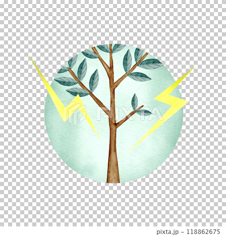 Sanpeki Wood Star Kyusei Kigaku Astrology Icon Watercolor Illustration 118862675