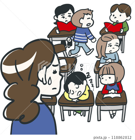学級崩壊気味の小学生の教室 学級崩壊気味の小学生の教室 118862812