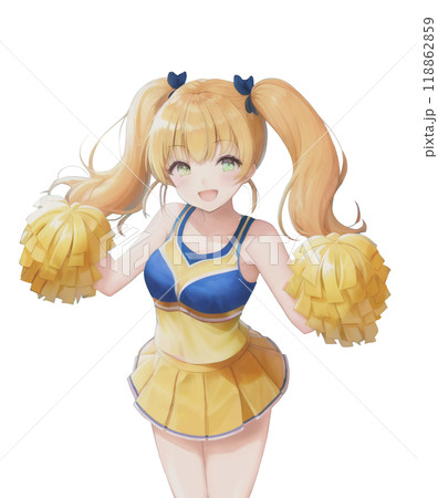 ツインテールのチアガールラノベ系イラストタッチ人物のみ 118862859
