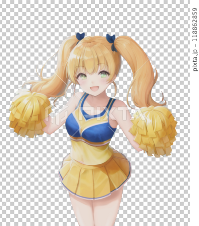 ツインテールのチアガールラノベ系イラストタッチ人物のみ 118862859