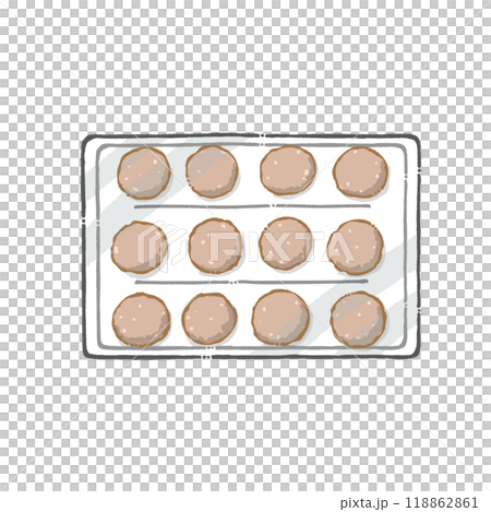 パックに入った肉団子のイラスト パックに入った肉団子のイラスト 118862861