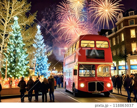 花火が上がるロンドンのクリスマス 118863037