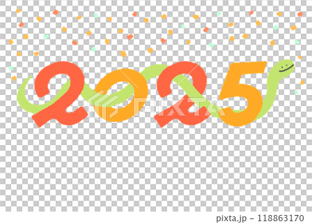 2025 Snake passing through the numbers of the Gregorian calendar New Year's card material Reiwa 7 Confetti 2025 Snake passing through the numbers of the Gregorian calendar New Year's card material Reiwa 7 Confetti 118863170