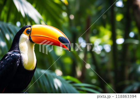 ジャングルにいるオオハシのクローズアップ 118863394