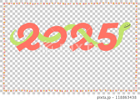 2025 Snake passing through the numbers of the Gregorian calendar New Year's card material Polka dot pattern 118863438