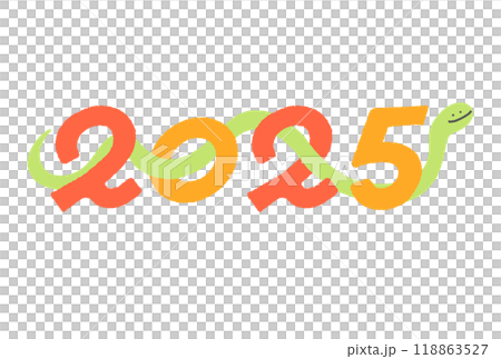 2025 A snake passing through the numbers of the Gregorian calendar New Year's card material 118863527