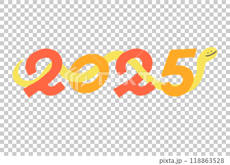 2025 A snake passing through the numbers of the Gregorian calendar New Year's card material 2025 A snake passing through the numbers of the Gregorian calendar New Year's card material 118863528