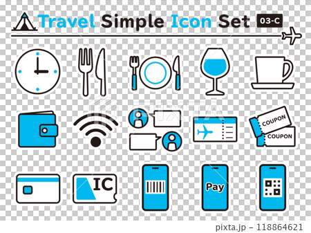 Simple and cute travel sticker-style icon set 03-C Simple and cute travel sticker-style icon set 03-C 118864621
