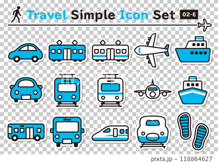 Simple and cute travel sticker-style icon set 02-E Simple and cute travel sticker-style icon set 02-E 118864627