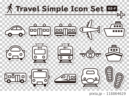 Simple and cute travel sticker-style icon set 02-F 118864629