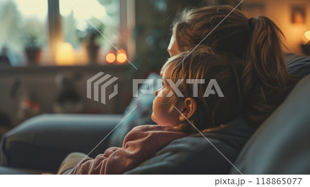 Mom hugs her son. 118865077