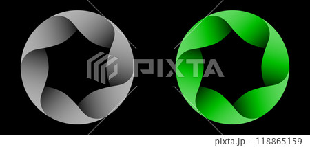 Abstract color circles like eco concept logo or icon. Abstract spiral swirl dynamic optical illusion. 118865159