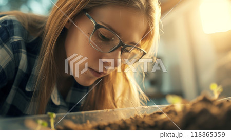 Close-up portrait of a female agronomist. Close-up portrait of a female agronomist. 118865359
