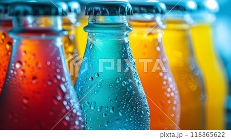Glass bottles with drinks. Glass bottles with drinks. 118865622