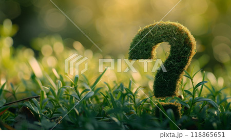 Question mark made of green grass 118865651
